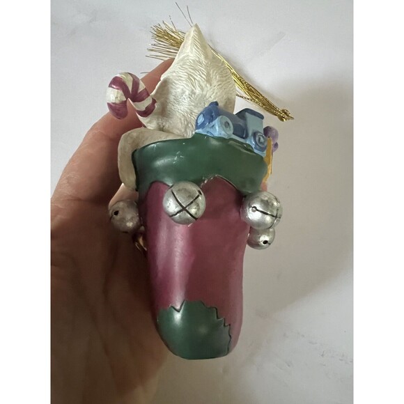 Lenox Holiday White Cat Kitten Christmas Ornaments Lot Of 2 Vintage 1998-1999 VG - Picture 3 of 11